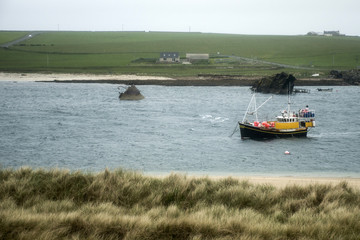 Orkney island Scotland scapa bay boat rusty ship wreck
