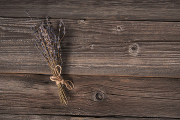 Top view of decorative lavender bouquet