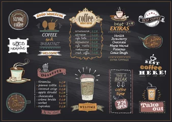 Fotobehang Chalkboard coffee and desserts menu list designs set for cafe or restaurant © LP Design