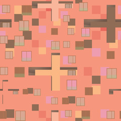 Abstract seamless pattern set : urban rhythm on pink background.