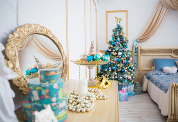 Christmas decorations, Christmas tree, gifts, new year