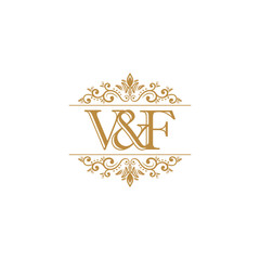 V&F Initial logo. Ornament gold