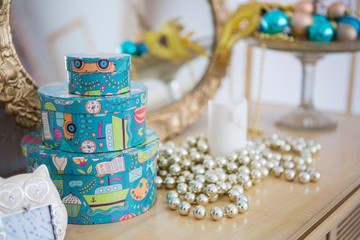 Christmas decorations, Christmas tree, gifts, new year