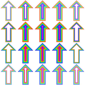 Rainbow line arrow design set