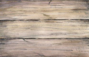 Wood texture with old painted boards. Watercolor hand drawing artistic realistic illustration for design, background, textile.