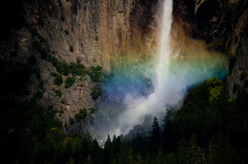Fototapeta na wymiar Bridalveil Falls Rainbow, Yosemite