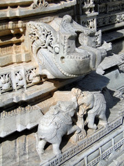 Intricate carvings in Jain temple