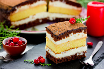 Christmas chocolate lemon cream cake