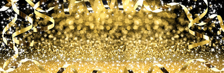 Golden Streamers With Sparkling Glitter