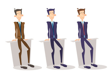 Business Man Manager Set, Businessman Full Length Cartoon Character Flat Vector Illustration