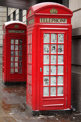 Fototapeta premium London telephone booth in winter