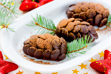 Chocolate dessert cake Christmas pinecone