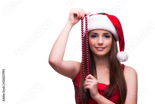 &quot;Cute girl in christmas concept isolated on white&quot; Stockfotos und