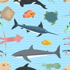 Keuken foto achterwand Zeedieren Zeedieren vector naadloos patroon