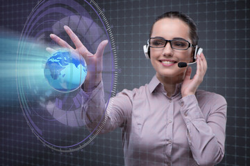 Call center operator in global business concept