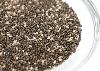 chia seeds in a glass bowl