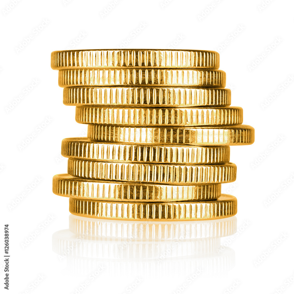 Wall mural gold coin stack