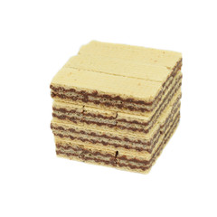 Wafers with chocolate isolated on white background..