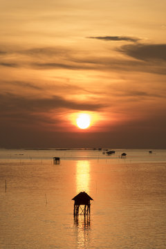 Fisherman house in sea