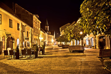 Fototapeta na wymiar Varazdin baroque old street evening view
