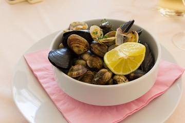 Mussels and clams