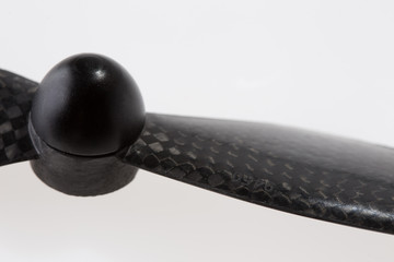 Close up of one carbon fiber self-tightening propeller for a quadcopter