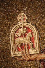 Agnus Dei. Detail. John the Baptist mosaic. Dormition abbey. Jérusalem. Israël.