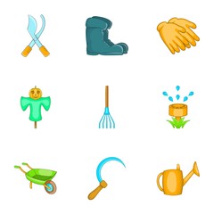 Gardening icons set. Cartoon illustration of 9 gardening vector icons for web