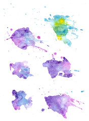 Colorful abstract watercolor texture with splashes and spatters. Modern creative watercolor background for trendy design.