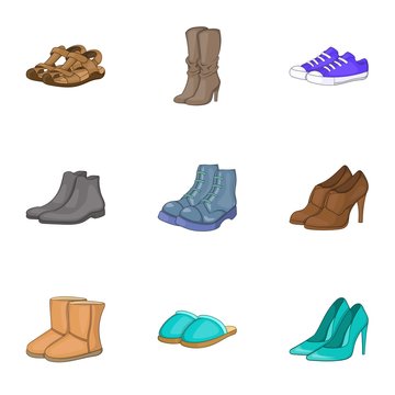 Foot protection icons set. Cartoon illustration of 9 foot protection vector icons for web