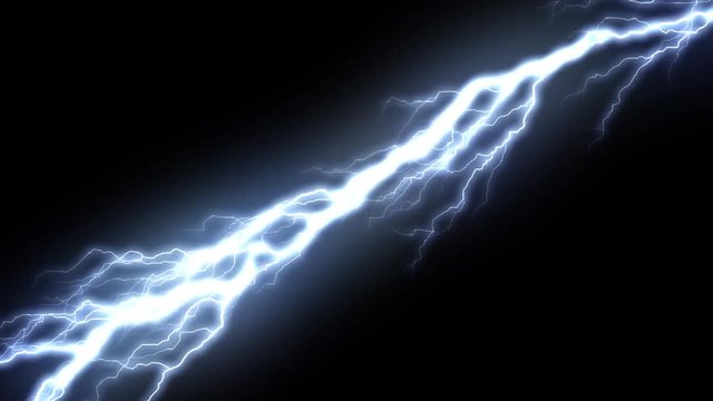 10 Realistic lightning strikes over black background. Thunderstorm with flashing lightning thunderbolt