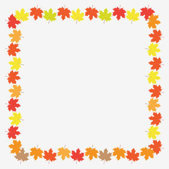 Autumn Frame With Maple Leaves Over White Background. Vector Illustration.