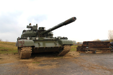 Army tank in the rainy weather