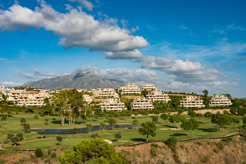 Spanish holiday apartment with golf course - obrazy, fototapety, plakaty