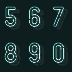 Neon alphabet. Glowing contour font. Realistic vector letter of  tubes.  illustration. Unusual ABC.