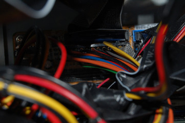 colored wires inside a computer