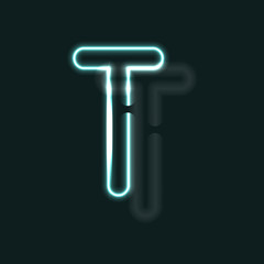 Neon alphabet. Glowing contour font. Realistic vector letter of neon tubes. Vector illustration. Unusual ABC.