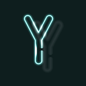 Neon alphabet. Glowing contour font. Realistic vector letter of neon tubes. Vector illustration. Unusual ABC.