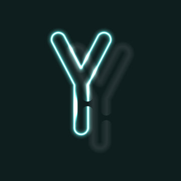 Neon alphabet. Glowing contour font. Realistic vector letter of neon tubes. Vector illustration. Unusual ABC.