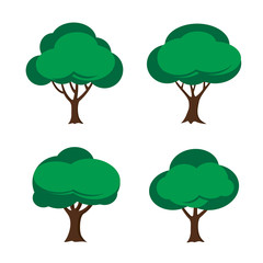 Set of Color Trees. Vector Illustration.
