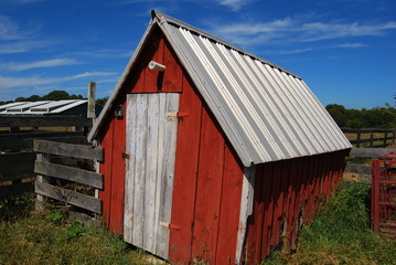 Fototapeta na wymiar Farming red building red barn