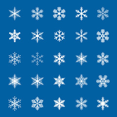 Collection of White Vector Snowflakes.
