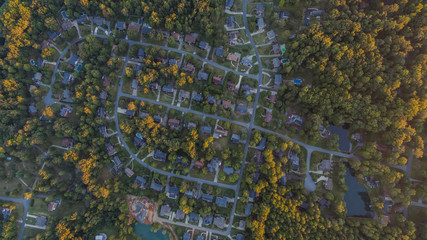 Neighborhood From Above at Sunrise