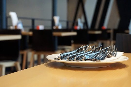 Silverware in a restaurant