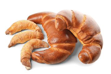 Sweet tasty croissants, isolated on white