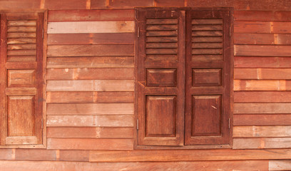 Wooden window and wall of the local house in Asia