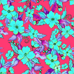 Hibiscus floral seamless pattern