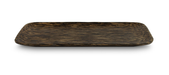 Palm wood dish isolated on white background