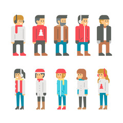 Flat design winter people
