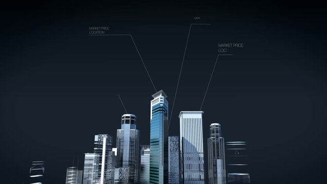 Construction technology. building city skyline and make city with economic chart, diagram.